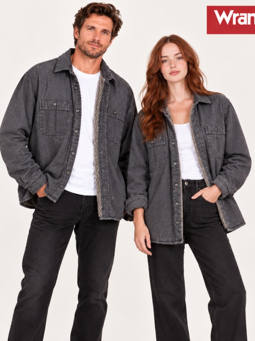 Wrangler Men's Heavyweight Sherpa-Lined Shirt Jacket/ Shacket Heathered Gray